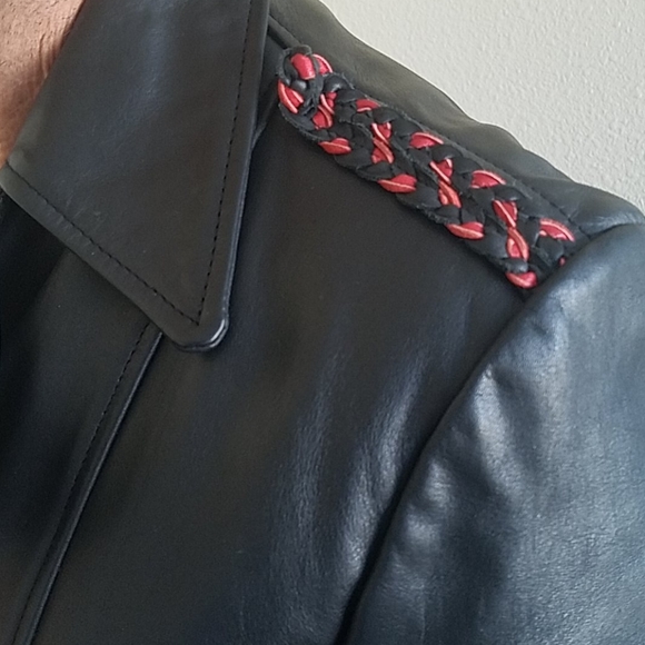 Black leather German replica motorcycle jacket - Picture 3 of 8